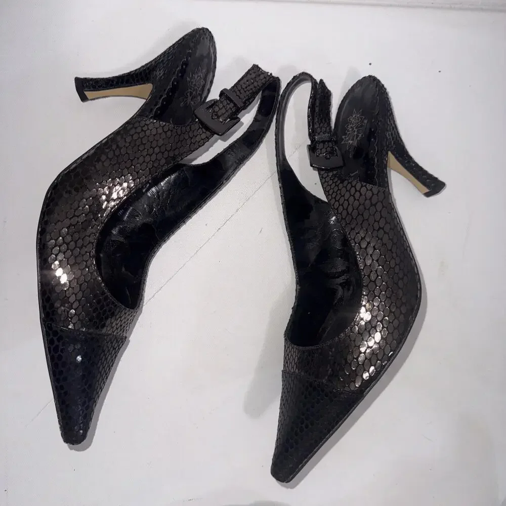 J. RENEE Casual Dress Black Point Heels Slingback Classy Timeless Shoes Size 8.5